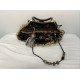 Floral Velvet Frame Clutch Purse with Lace Trim and Beaded Shoulder Strap