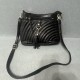 Black Quilted Faux Leather Crossbody Bag with Tassel and Zipper Pockets