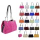 Suede Shoulder Bag, Triple Compartments, Top Zip Closure, Multiple Colors