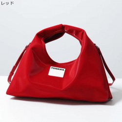 Red Glossy Hobo Shoulder Bag with Wide Top Handle