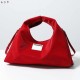Red Glossy Hobo Shoulder Bag with Wide Top Handle