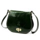 Genuine Leather Saddle Crossbody Bag, Dark Green, Brass-Tone Turn-Lock Closure