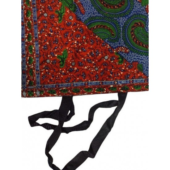 Printed Fabric Tote Bag with Zipper Closure and Shoulder Straps