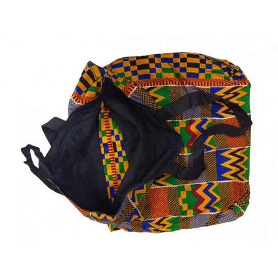 Colorful Woven Tote Bag with Zipper Closure and Inner Pocket