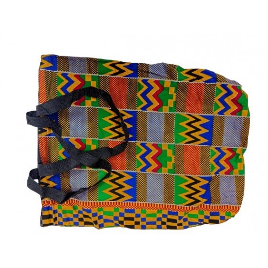 Colorful Woven Tote Bag with Zipper Closure and Inner Pocket
