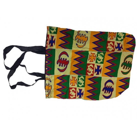 Geometric Print Canvas Tote Bag with Zipper and Inner Pocket, Multicolor