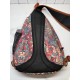 Patterned Sling Backpack, Crossbody Chest Bag with Multiple Zipper Compartments and Mesh Side Pocket