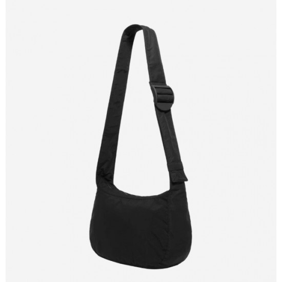 Nylon Crossbody Saddle Bag, Black, Lightweight Fabric, Strap