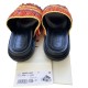 Women's Raffia Slide Sandals, Multicolor Woven Strap, Black Sole, Size 7