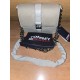 Woven Crossbody Bag, Ivory Textured Fabric, Chain Strap, Buckle Flap Closure