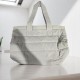 Quilted Tote Bag, Light Gray, Lightweight with Shoulder Straps