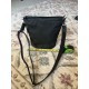 Black Leather Bucket Shoulder Bag with Crossbody Strap