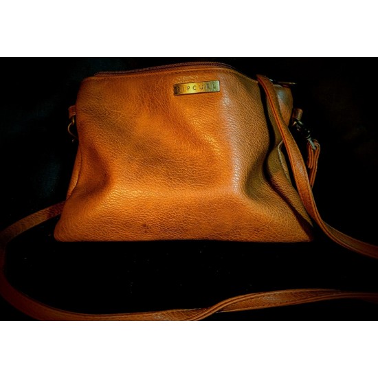 Leather Shoulder Bag, Tan Brown, Textured Finish, Crossbody Strap