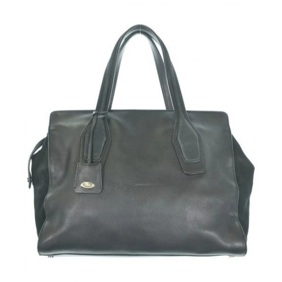 Black Leather Tote Bag with Dual Shoulder Handles