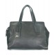 Black Leather Tote Bag with Dual Shoulder Handles