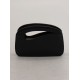 Black Genuine Leather Clutch Bag with Top Handle and Zip Closure