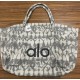 Large Gray Tie-Dye Cotton Canvas Tote Bag with Shoulder Handles