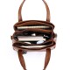 Brown Faux Leather Tote Shoulder Bag with Braided Handles and Tassel Charm