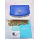 Mini Crossbody Wallet Bag, Blue and White, Gold-Tone Chain Strap