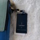 Two-Tone Blue Shoulder Bag with Geometric Gold-Tone Chain Detail