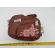 Brown Embroidered Faux Leather Shoulder Bag with Multiple Zip Compartments