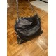 Black Studded Tote Bag with Chain Straps and Gold Tone Trim