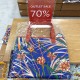 Large Floral Cotton Beach Tote Bag, Blue Print, Orange Handles