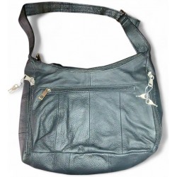 Genuine Leather Crossbody Handbag, Black, Zip Closure, Concealed Carry Pocket