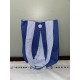 Handmade Blue Cotton Tote Bag with Gingham Panel and Button Closure