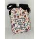 Canvas Crossbody Bag, Colorful Cocktail and Skull Print, Black Strap, Zipper Closure
