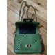 Perforated Leather Mini Crossbody Clutch Bag, Green, Gold-Tone Hardware