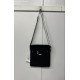 Black Nylon Shoulder Crossbody Bag with Zipper Closure and Front Pocket