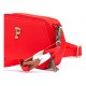 Red Pebbled Crossbody Bag with Gold Tone Hardware