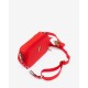 Red Pebbled Crossbody Bag with Gold Tone Hardware