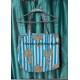 Quilted Cotton Tote Bag, Blue Striped Palm Tree Print, Shoulder Handles