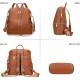 Convertible Faux Leather Backpack Shoulder Bag, Brown, Dual Zipper, Top Handle