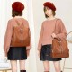 Convertible Faux Leather Backpack Shoulder Bag, Brown, Dual Zipper, Top Handle