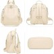 Leather Laptop Backpack, 25L, Beige, Zipper Closure, Convertible Shoulder Straps