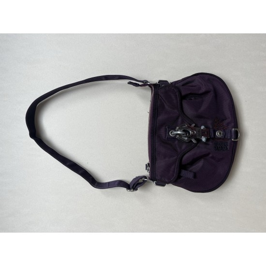 Purple Nylon Crossbody Shoulder Bag with Zipper Closure and Front Pocket