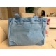 Blue Canvas Tote Bag with Strawberry Embroidery, Pink Bow and Coin Purse