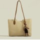 Brown Faux Leather Tote Bag with Shoulder Straps and Interior Dividers